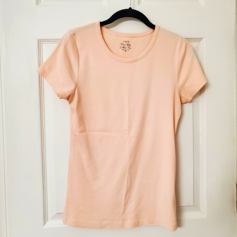 J.Crew light pink fine rib cotton tee in medium